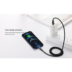 ROCKROSE καλώδιο USB σε Lightning Knight AL, 12W, MFi, 1m, μαύρο-γκρι