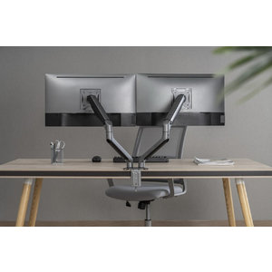 GEMBIRD DESK MOUNTED ADJUSTABLE DOUBLE MONITOR ARM SPACE GREY