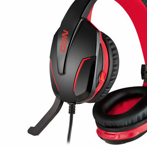 NOD GROUND POUNDER GAMING HEADSET, BLACK WITH RED LED