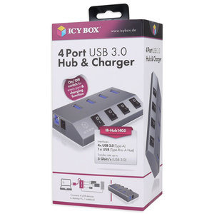 ICY BOX IB-HUB1405 USB 3.0 HUB CHARGER 4PORTS AND SWITCHES / 60153