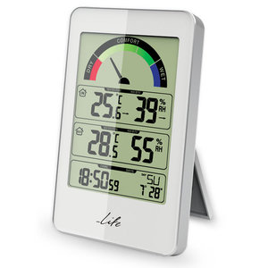LIFE MONSOON WEATHER STATION WITH WIRELESS OUTDOOR SENSOR CLOCK, WHITE COLOR