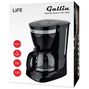 LIFE GALLIA 800W COFFEE MAKER, 1.25L