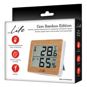 LIFE GEM BAMBOO EDITION THERMOMETER WITH HYGROMETER