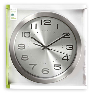 NEDIS CLWA010MT30SR Circular Wall Clock, 30 cm Diameter, Stainless Steel