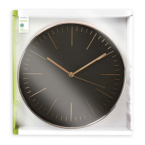 NEDIS CLWA013PC30BK Circular Wall Clock, 30 cm Diameter, Black & Rose Gold