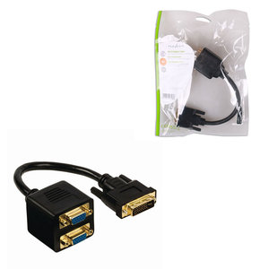 NEDIS CCGP32952BK02 DVI Adapter Cable DVI-I 24+5-pin Male-2x VGA Female 0.2m Bla
