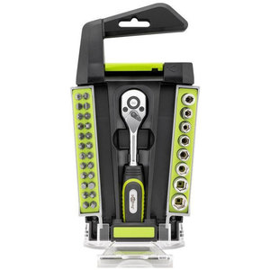 74004 33-piece rachet screwdriver box for maximum torque when screwing or assemb