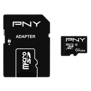 PNY P-SDU64G10PPL-GE 64GB MICRO-SD XC CLASS 10/UHS-I  U1+SD ADAPTER