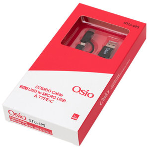 Osio OTU-495B Καλώδιο USB σε micro USB & USB TYPE C με αντάπτορα – 1 m