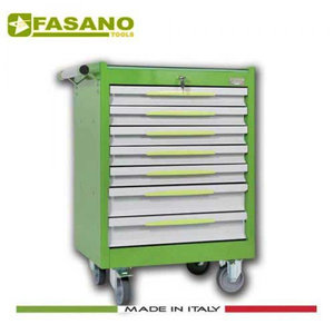 Εργαλειοφόρος 7 συρταριών με ξύλινη επιφάνεια πράσινος FG 102V/7L FASANO Tools