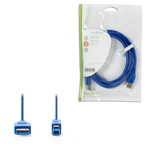 NEDIS CCGP61100BU20 USB 3.0 Cable A Male - B Male 2.0 m Blue