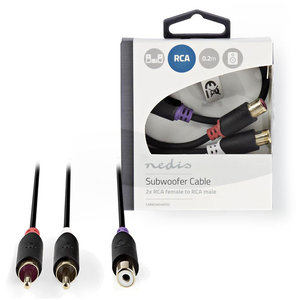 NEDIS CABW24020AT02 Subwoofer Cable 2x RCA Male - RCA Female 0.2 m Anthracite