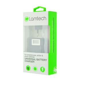 LAMTECH UNIVERSAL BATTERY CHARGER FOR SMARTPHONES, PHOTO & ACTION CAMERAS