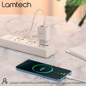 LAMTECH TRAVEL WALL CHARGER 2.1A WITH 2xUSB WHITE