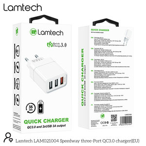 LAMTECH WALL QUICK CHARGER QC3.0 2x2.1A
