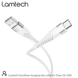 LAMTECH TYPE-C V2,0 HIGH QUALITY UNBREAKABLE CABLE SILVER 2M