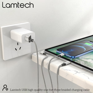 LAMTECH HIGH QUALITY 3 IN 1 USB CABLE WITH METALLIC SHELL SILVER 1M