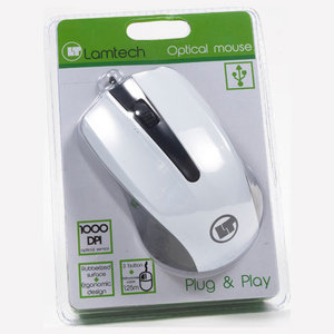 LAMTECH WIRED OPTICAL MOUSE 1000DPI WHITE