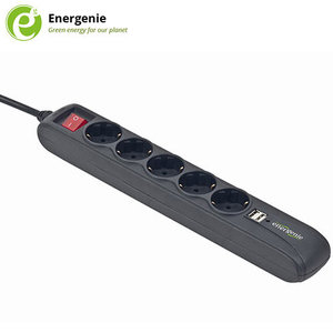 ENERGENIE POWER STRIP WITH 2 USB CHARGER 5 SOCKETS 1,5m USB 2A BLACK