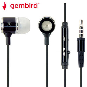 GEMBIRD METAL EARPHONES WITH MICROPHONE BLACK