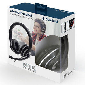 GEMBIRD JACK STEREO HEADSET BLACK WITH WHITE RING