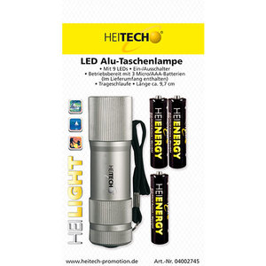 HEITECH FLASHLIGHT WITH 9 LEDS INCLUDES 3 MICRO/AAA BATTERIES