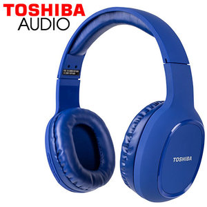 TOSHIBA AUDIO BLUETOOTH SPORT RUBBER COATED STEREO HEADPHONE BLUE