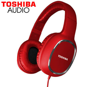 TOSHIBA AUDIO WIRED OVER EAR HEADPHONES RED