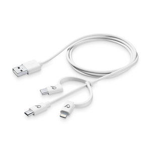 CELLULAR LINE 316111 USBDATA3IN1MFITYCW USB Cable MFI + microUSB + Type-C White