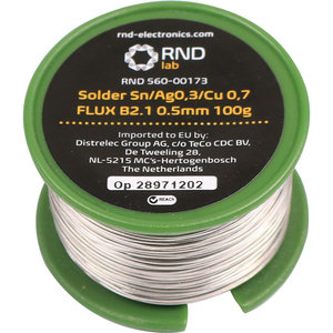 RND 560-00173 - No-Clean Solder Wire B2.1 217°C 0.5mm