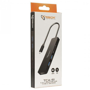SBOX 5IN1 HUB USB TYPE-C TO HDMI/USB-3.0/SD+TF