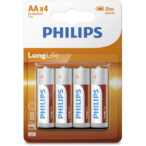 Philips R6L4B/GRS Μπαταρίες μεγάλης διάρκειας ζωής Zinc-Chloride 4 τμχ AA