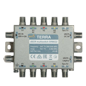 TERRA SRM522 Cascadable wideband single cable multiswitch, two outputs, passive terrestrial TV path