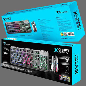 ALCATROZ WATERPROOF USB RGB WIRED COMBO KEYBOARD AND MOUSE X-CRAFT XC3000