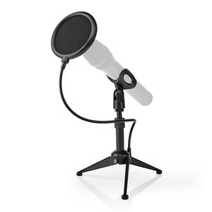 NEDIS MPST01BK Microphone Table Tripod Adjustable Height Pop Filter 2 Holders In