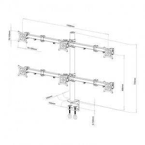 SBOX TABLE STAND FOR 6 MONITORS 13'-24'