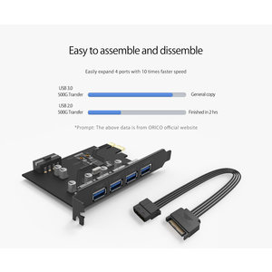 ORICO κάρτα επέκτασης PCI-e σε 4x USB3.0 PME-4U, 5Gbps