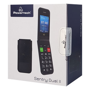 POWERTECH Κινητό Τηλέφωνο Sentry Dual II, 2 οθόνες, SOS Call, μαύρο