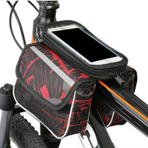 Tσαντάκι ποδηλάτου BIKE-0009, με θήκη κινητού, μαύρο-κόκκινο