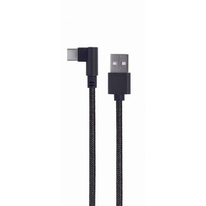 CABLEXPERT ANGLED USB TYPE-C CHARGING & DATA CABLE 0.2M BLACK