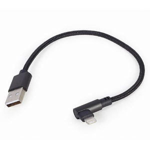 CABLEXPERT ANGLED 8-PIN USB CHARGING & DATA CABLE 0.2M BLACK