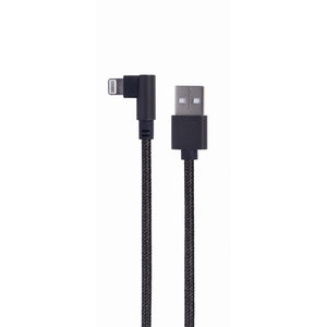 CABLEXPERT ANGLED 8-PIN USB CHARGING & DATA CABLE 0.2M BLACK