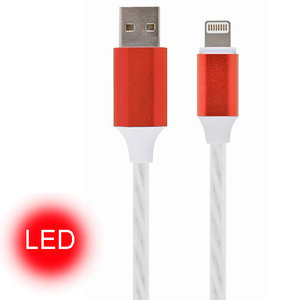 CABLEXPERT USB 8-PIN CHARGE & DATA CABLE WITH LED LIGHT FX 1M RED