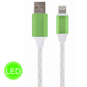 CABLEXPERT USB 8-PIN CHARGE & DATA CABLE WITH LED LIGHT FX 1M GREEN