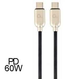 CABLEXPERT 60W TYPE C POWER DELIVERY CHARGING AND DATA CABLE 1M BLACK