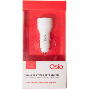 Osio OTU-5913W Διπλός φορτιστής αυτοκινήτου Fast Charge με USB Type-C και USB Type-A 36 W