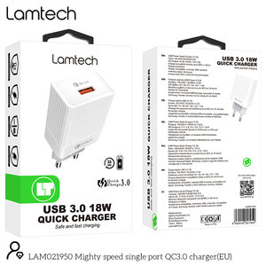 LAMTECH QUICK CHARGER USB3.0 18W WHITE