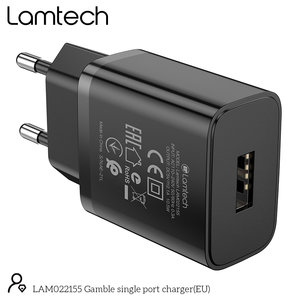 LAMTECH USB TRAVEL CHARGER 2,1A BLACK