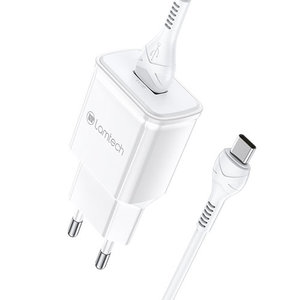 LAMTECH QUICK CHARGER USB3.0 18W WITH TYPE-C CABLE 1M WHITE
