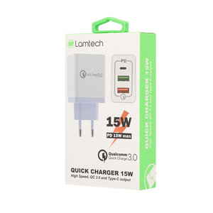 LAMTECH QUICK CHARGER 15W HIGH SPEED, QC3.0 AND TYPE-C OUTPUT